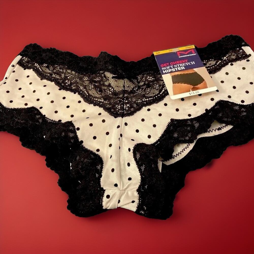 MAIDENFORM Pink Polka Dot Soft Stretch Hipster / 5 / Small